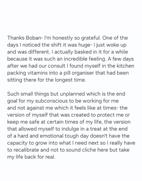 Client testimonial